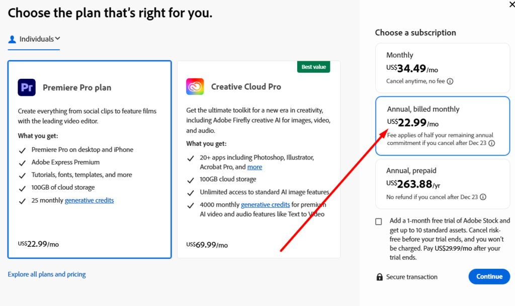 adobe premiere pro pricing