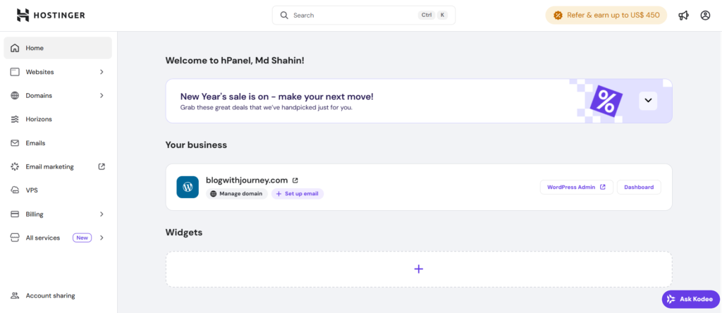 hpanel hostinger review