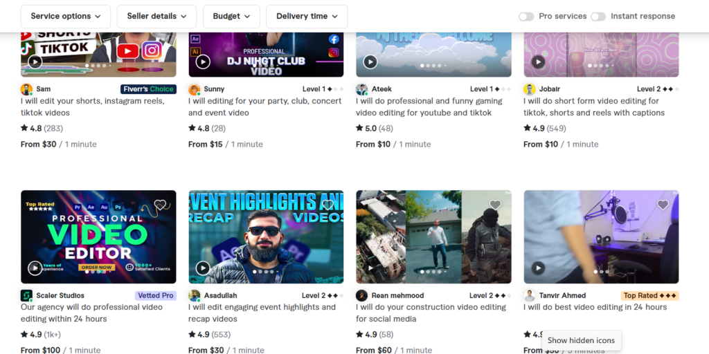 best video editing gigs