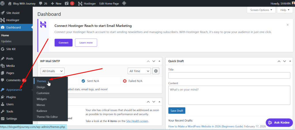 select your wordpress theme