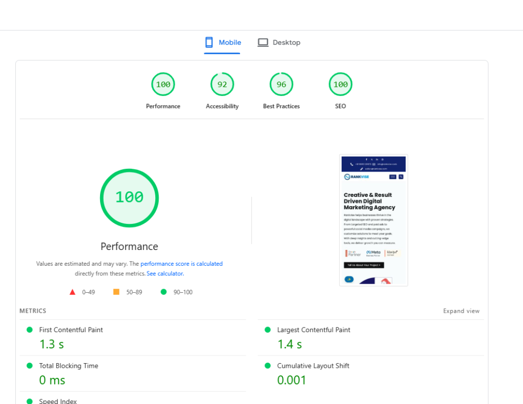 WPX hosting review Mobile Page Speed Performance