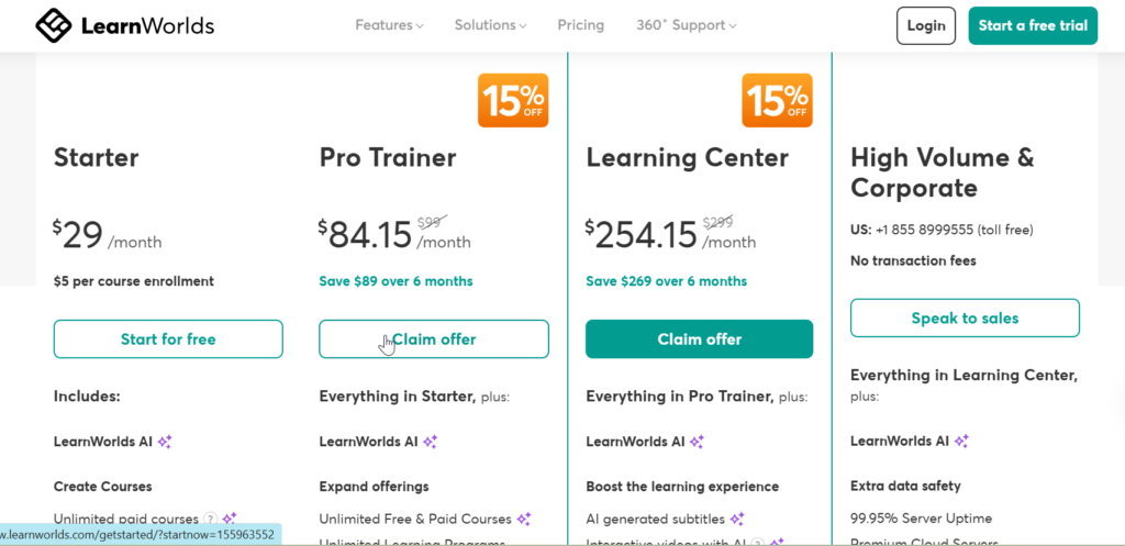 learnwords pricing plan