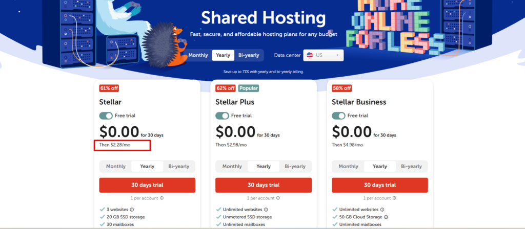 namecheap web hosting pricing plan