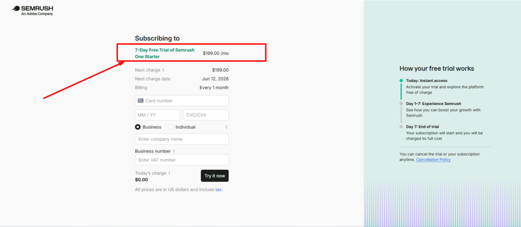 semrush free trial