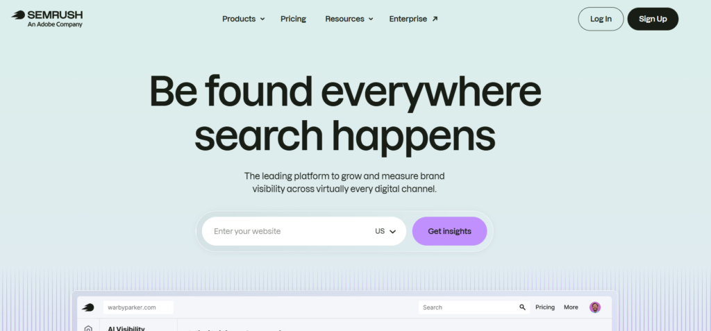 semrush home page