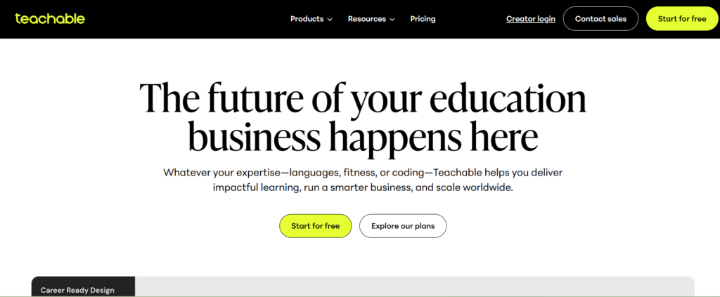 teachable best online course platforms