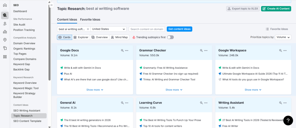 topic research for database