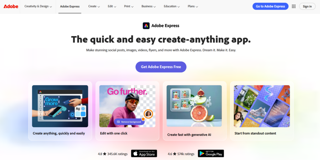 Adobe Express graphic design tool