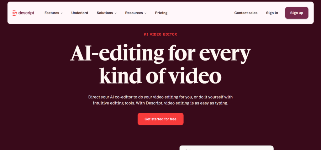 Descript screen recording software