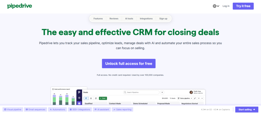 Pipedrive crm software