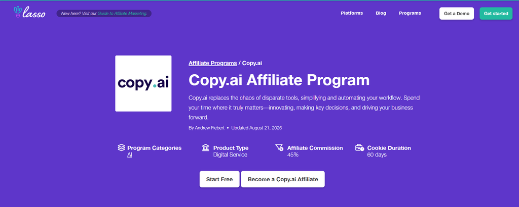 Copy ai Affiliate Program