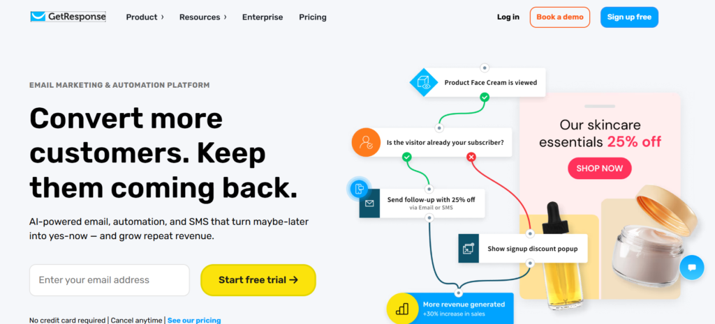 GetResponse landing page