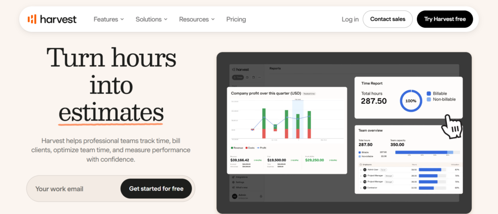 Harvest time tracking app