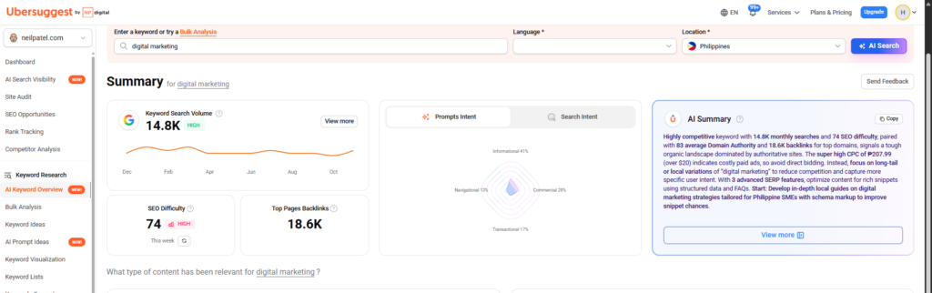 Ubersuggest AI Search