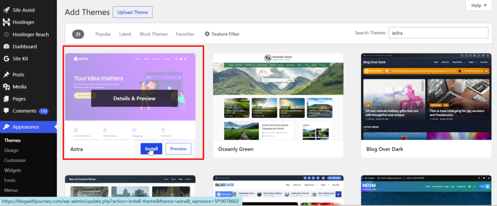 astra wordpress theme