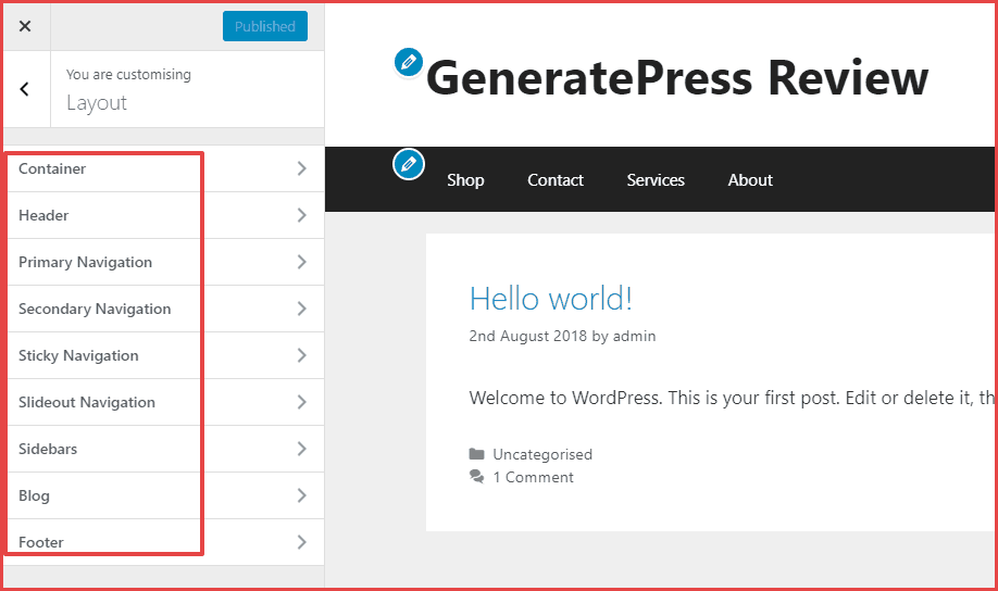 generatepress Customization