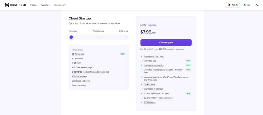hostinger woocommerce hosting