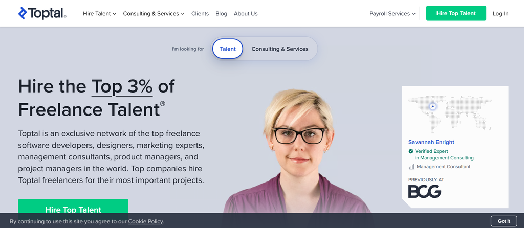 Toptal freelancing platform